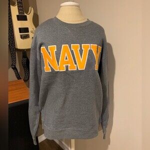 Gray NAVY Sweatshirt with Yellow Lettering